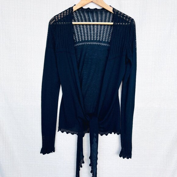 Elie Tahari Cashmere Silk Ballet Wrap Top Pointelle Lace Feminine Ballet… - Picture 1 of 14